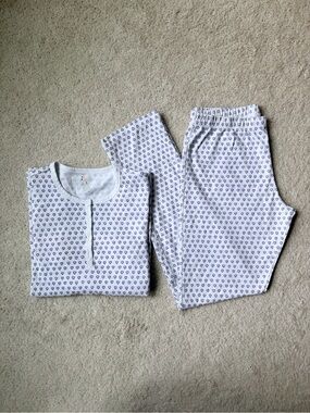 Roller Rabbit Long Sleeve White and Lavender Hearts Pajama & Pants Set
